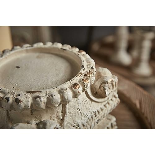 SOFE Column Pedestal Stand for Decoration Display, Distressed White Small Plant Stand, Large Candle Stand, Column Side Table, Classic Plinth Bases for Wedding Party Home Garden