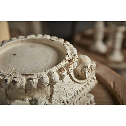 SOFE Column Pedestal Stand for Decoration Display, Distressed White Small Plant Stand, Large Candle Stand, Column Side Table, Classic Plinth Bases for Wedding Party Home Garden