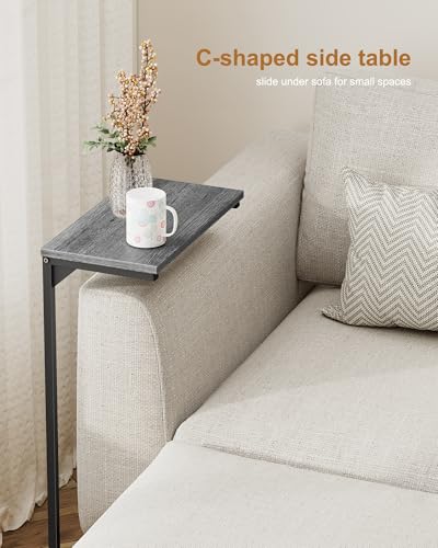 TUTOTAK C Shaped End Table, Small Side Table, Set of 2, 28.7 inch Tall Couch Table, Sofa Table, Living Room, Bed Room, Charcoal Grey TB01BY0712 - color: Charcoal Grey