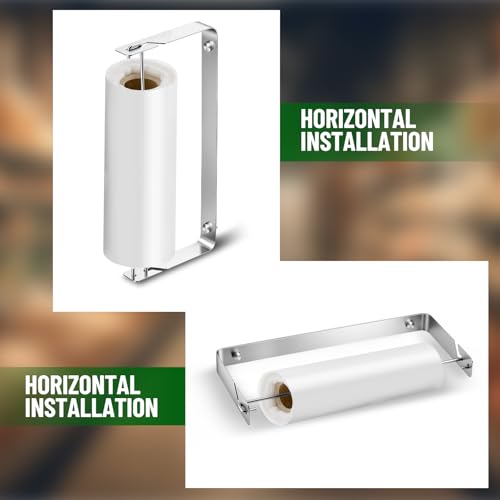Stainless Steel Produce Bag Roll Holder Wall Mount Plastic Grocery Bag Holder for Supermarket Grocery Kitchen, 13.4 x 6.4 x 1.3 Inch (Silver) - color: Silver
