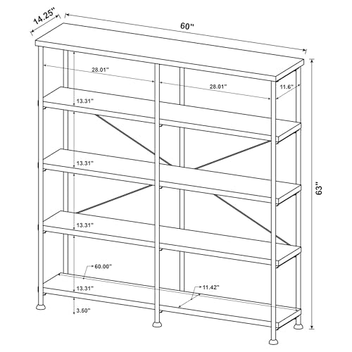 Coaster Home Furnishings - Analiese - Wood and Metal - 4-Tier Double Bookshelf with Open Shelves, X-Back Bracing, and Rectangular Frame - Home Office - 63-Inch - Mango - 801853 - color: Mango