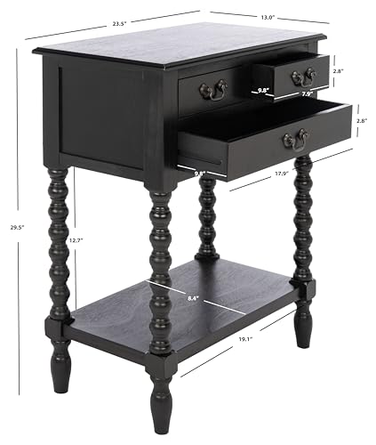 SAFAVIEH Furniture - Athena 3-Drawer Console Table - Black - Solid Wood - Farmhouse Classic Design - Ideal for Entryway, Living Room, Hallway, 23.5" W x 13" D x 29.5" H (CNS5703B) - color: Black