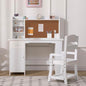 Garvee Kids Desk, Study Desk and Chair Set for Boys and Girl, Wooden Kids Writing Table with Bookshelf, Bulletin Board, Cabinet and Drawer for Ages 3-8, White - color: Pure White, style: 1 Cabinets+1 Drawer