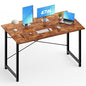 OLIXIS Home Office Computer Desk, Small Office 47-inch Writing and Study Desk, Bedroom Table with Metal Frame and Wooden Top, Compact Modern Study Table for Home Use, Rustic Brown - color: Rustic Brown, size: 47-In