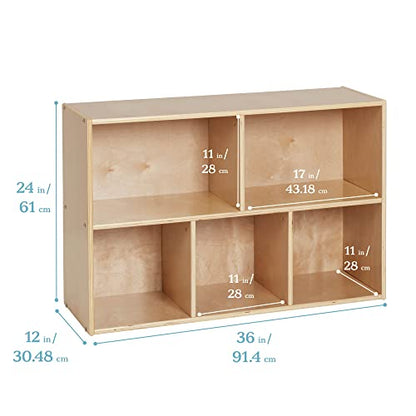 ECR4Kids Streamline 5-Compartment Storage Cabinet, 24in, Classroom Furniture, Natural - color: Natural