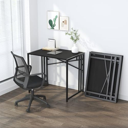 Lutown Teen Folding Computer Desk - 32 inch, Writing & Gaming, Small Space Office Desk, Black, No Assembly Required - color: Black, size: 32 Inch