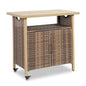 HOMEFUN Outdoor Bar Table with Storage Cabinet Patio Serving Carts on Wheels Wicker Grill Cart Prep Station Rolling Kitchen Island for Outside Backyard and Patio, Brown - color: 03-beige