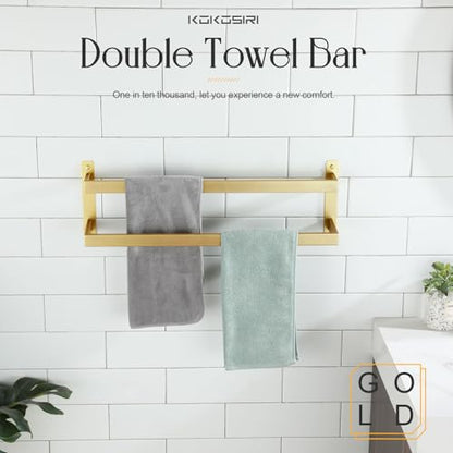 KOKOSIRI Bath Towel Bars Bathroom 2-Tiers Ladder Brushed Gold Towel Rails 24 Inches Towel Holders Wall Mounted Towels Shelves Rack Stainless Steel, B5008BG-L24 - color: Brushed Gold, size: 24-Inch