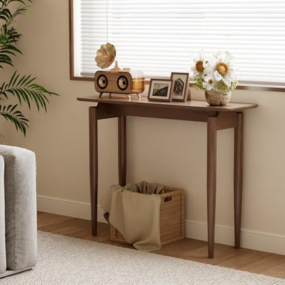 AQIMUELE Wood Console Table Walnut Entryway Table, Thin Console Table, Sofa Tables for Living Room (39.4'') - color: Walnut, size: 39.4"W x 11.8"D x 29.9"H