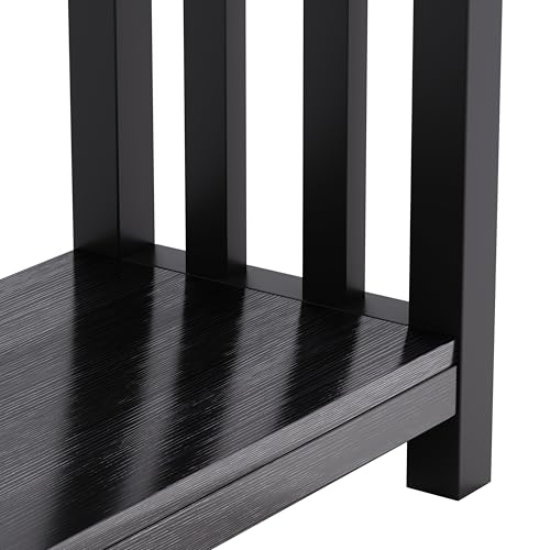 ChooChoo Black End Table for Small Spaces, Narrow Side Table, Night Stand with Storage Shelf for Living Room and Bedroom - color: Black
