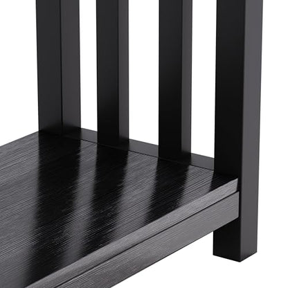ChooChoo Black End Table for Small Spaces, Narrow Side Table, Night Stand with Storage Shelf for Living Room and Bedroom - color: Black