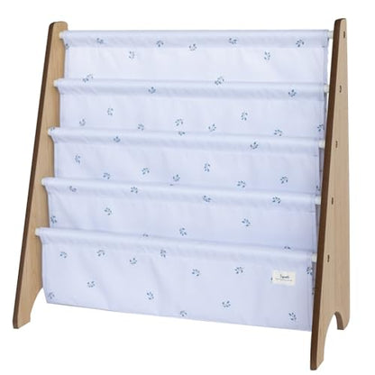 3 Sprouts Recycled Kids Bookshelf, Holds 35 Books, 4-Tier, Blueberry Mist | Space-saving bookshelf, Children's room, Toddler bookcase organizer, Ages 3+, Book/toy storage, Front-facing, Covers visible - color: Blueberry Mist