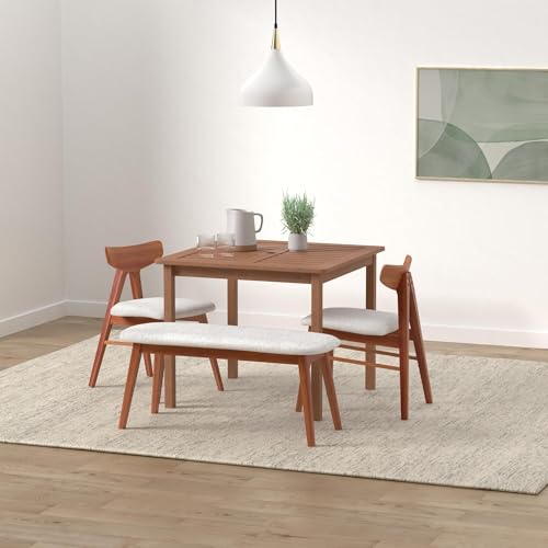 Furinno FG18006 Tioman Hardwood Patio Furniture Square Table with Umbrella Hole, Natural, 35.4"D x 35.4"W x 29.2"H - color: Natural, size: 35.4"D x 35.4"W x 29.2"H