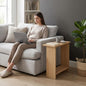Narrow Side Table for Living Room, Slim End Table for Small Spaces Between Couch, Recliner or Armchair, 2 Tier Skinny Table with Open Shelf, Engineered Wood Sofa Beverage Thin Stand (Natural) - color: Natural