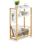 Skinny Side Table with Storage, 3 Tier Slim Side Tables for Small Spaces, Skinny End Table Narrow Bedside Table Narrow Side Table for Living Room, Bedroom - color: White Gold