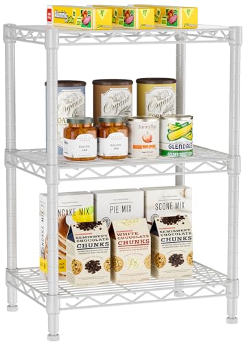 Golpart 3Tier Adjustable Storage Shelves Metal Wire Shelving Standing Shelf | Utility Heavy Duty Unit Rack Closet Organize for Home Kitchen Laundry Room Organization Pantry 11.6"Dx17.6"Wx30"H White - color: White, size: 3-tier-11.6"Dx17.6"Wx29.8"H