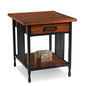 Leick Home Ironcraft End Table, Solid Wood, 1 Storage Drawer, Bottom Display Shelf, Mission Oak, Black Steel Base, Easy Assembly, 22 in W x 24 in H x 24 in D, 11207 - color: Mission Oak