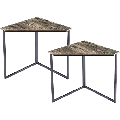 VECELO Corner Desk,Office Tables for Living Room for Small Space Triangle Computer Desk with Steel Frame Corner Shelves with Metal Frame Writing Desk for Workstation Classic Grey 30.5" 2 Set - color: Grey, size: 2PCS 30.5"