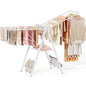 Clothes Drying Rack, 67.7" L Height Adjustable, Foldable, White | 1.5"Folded, No Assembly, Space-Saving, Spacious Design, Adjustable Wings, Clips, Mesh Shelf, Shoe Rack, Indoor & Outdoor Use - color: White