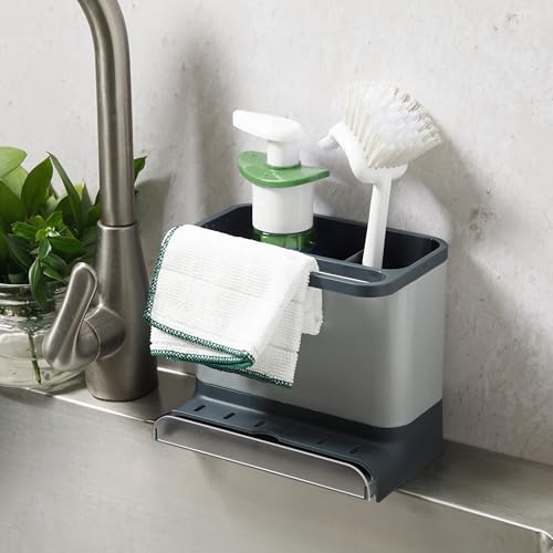 Gibson Home Ledgebrook Sink Caddy with Metal Panel, Metal Sponge Holder for Kitchen Sink, Countertop Organizer and Storage Essentials with Drain Board - size: Sink Caddy w/ Rack