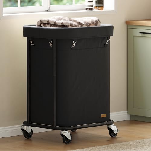 Nunsino Laundry Basket with Wheels 150L/40Gal, Rolling Laundry Hamper with Steel Fram and Removable Washing Bag,Laundry Sorter Cart for Laundry Room,Hotel,Dorm,Black - color: Black