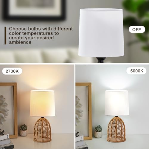 EJIAXIN Rattan Lamp Boho Lamps Set of 2-13.75" Mini Farmhouse Table Lamp Rustic End Table Decorative Small Lamps for Small Spaces Bedroom Nightstand Living Room Reading Desk Side Table Lamp - style: Rustic
