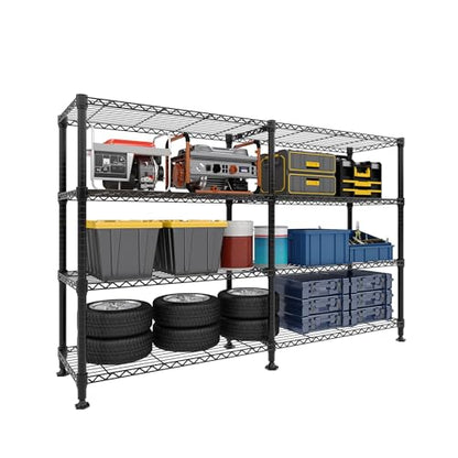 Garvee Metal Storage Shelves 4-Tiers, Standing Garage Shelving Unit 59"W x 13.8"D x 59.5"H, Heavy Duty Wire Shelving Rack Load 1060LBS, Adjustable Storage Shelf for Home Kitchen Pantry Basement(Black) - size: 59" W x 13.8" D x 59.5" H(4 Tiers)