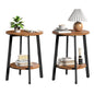 sthmec Side Table Set of 2, Small Round End Table with Storage Shelf for Small Space, 2-Tier Bedside Table Sofa Couch Table, Nightstands Set of 2 Accent Table for Living Room, Bedroom, Rustic Brown - color: Rustic Brown