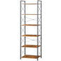 HCHQHS Narrow Bookshelf, Adjustable 6-Tier Industrial Bookcase, Rustic Open Book Shelf, Freestanding Tall Bookshelves with Metal Frame - color: Rustic Brown, size: 6-Tier (16.5"W x 70.2"H, Adjustable)