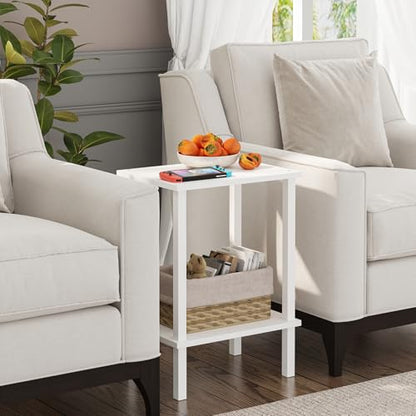 TUTOTAK End Table, Set of 2, Side Table, Nightstand, 2-Tier Storage Shelf, Sofa Table for Small Space, Living Room, Bed Room TB01BW035 - color: Pure White