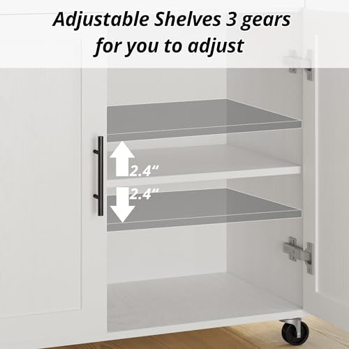 IRONCK Kitchen Island with Wheels and Drawers for Kitchen and Dining Room | Open Shelves, Storage, Daily home use - color: White