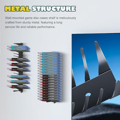 4 Pack Wall Mount DVD Storage Shelf for CD & Video Game Case, Holds 72 Disc | Heavy-Duty Metal CD Rack for PS5 PS4 Xbox Switch - Floating DVD Media Storage Holder & Game Organizer for Gaming Room - size: 4-Pack