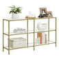VASAGLE 51.2 Inch Console Table with 3 Shelves, Sofa Tables, Modern Entryway Table, Metal Frame, Tempered Glass Shelf, Entryway Living Room Bedroom, Metallic Gold and Transparent ULGT024A01 - color: Metallic Gold + Transparent, size: 51.2"W