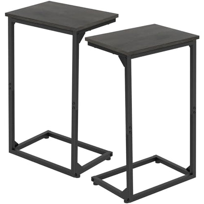 AMHANCIBLE C Shaped End Tables Set of 2, Couch Side Tables that Slide Under Sofa, Slim TV Trays for Living Room and Bedroom, Narrow Space Saving Laptop Workstation, Dark Grey HET02BDG - color: Dark Grey