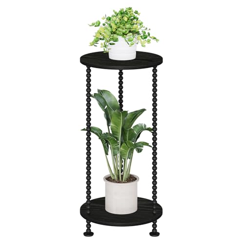 YINMIT Plant Stand Indoor, 2 Tier Small Plant Stand, 23" Tall Metal Spindle Poles Plant Stands, Corner Flower Pot Stand, Plant Tables Indoor, Planter Pot Holder for Balcony Garden Patio Living Room (Black) - color: Black, size: 23.2 In