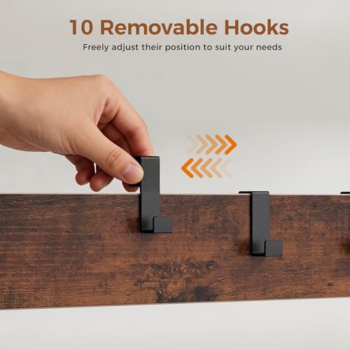 NEWBULIG Coat Rack, Hall Tree with Shoe Bench, 4-in-1 Entryway Organizer with 10 Hooks and Storage Shelf, Rustic Wood Entryway Bench for Mudroom, Living Room, Bedroom, Brown - color: Deep Brown