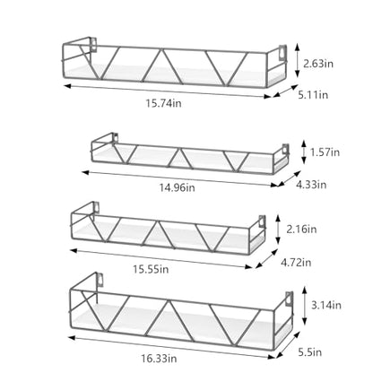 Amaoot Floating Shelves Set of 3, Home Wood Wall Shelf, Farmhouse Shelf for Bedroom, Wall Mounted Floating Shelf for Living Room, Bedroom, Bathroom, Kitchen, Office (Gray-4pcs) - color: Gray-4pcs