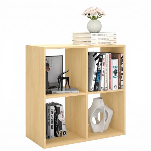 4 Cube Shelf with Anti-Tipping Kits, Reversible Open Back Bookcase, Multi Layer and Multi Grid Partition Layout (Oak 11in) - color: Oak, size: 4 Cube 11in