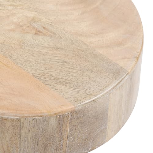 Kate and Laurel Solbrett Transitional Sophisticated Round Drink Table; 10 x 10 x 22; Natural Wood; Sculptural Bedroom Nightstand with Unique Pedestal Table Design for Use as Indoor Plant Stand - color: Natural