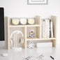 Jerry & Maggie Desktop Organizer Office Storage Rack Adjustable Wood Display Shelf Free Style Double H, Multi-Functional Mini Bookshelf for Desk Natural Stand (White Wood Tone) - color: White Wood Tone
