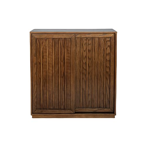 Mid Century Modern Sideboard Buffet Cabinet with 2 Fluted Sliding Door,Small Storage Cabinet with Outlet Holes for Living Room, Kitchen, Entryway, Hallway 32" Walnut - color: Walnut