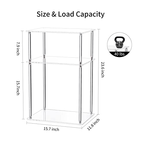 Clear Acrylic Side Table, 3-Tier End Table for Living Room, Small Bedside Tables Nightstand for Bedroom, Home Decor Accent Table, 15.7" L x 11.8" W x 23.6" H - size: 1-Pack