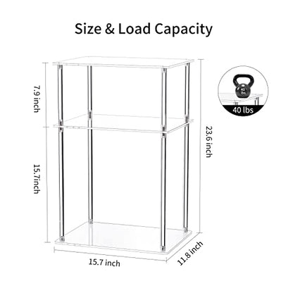 Clear Acrylic Side Table, 3-Tier End Table for Living Room, Small Bedside Tables Nightstand for Bedroom, Home Decor Accent Table, 15.7" L x 11.8" W x 23.6" H - size: 1-Pack