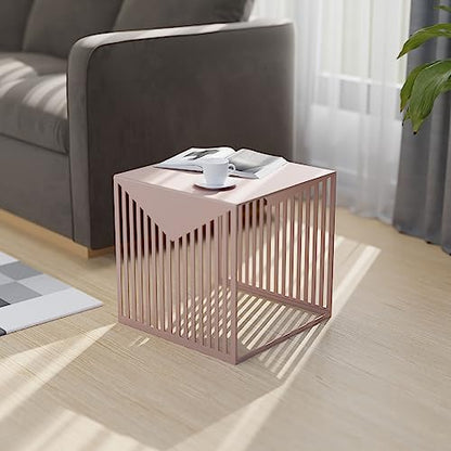 LeisureMod Mid-Century Design Square Side/End Table, Steel Powder Coated Finish, Perfect for Modern and Contemporary Living Space, Brown - color: Brown