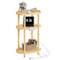HOOBRO Small Side Table with Charging Station, Small End Table, 3-Tier Oval Bamboo Accent Table, Compact Sofa Bedside Table, for Living Room, Bedroom, Apartment, Natural YL177UBZ01 - color: Natural