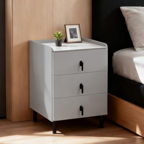 Lamberia Narrow Nightstand with 3 Drawers, Narrow Side Table, Small Bedside Table for Bedroom, Living Room, End Table for Small Space, Dark Grey, 15.8''W x 15.8" D x 23.5" H - color: Grey, size: 15.8"W*15.8"D*23.6"H