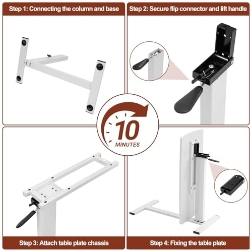 Overbed Bedside Table with Wheels, Adjustable Pneumatic Mobile Standing Desk, Laptop Table Rolling Bed Desk Foldable for Hospital & Home (32" W x 16" D, White) - size: 27“-38”