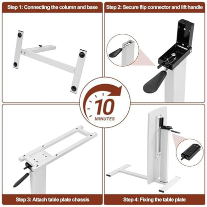 Overbed Bedside Table with Wheels, Adjustable Pneumatic Mobile Standing Desk, Laptop Table Rolling Bed Desk Foldable for Hospital & Home (32" W x 16" D, White) - size: 27“-38”