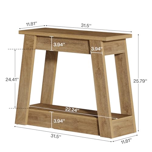 Tribesigns Wood End Table, Small Side Table with 2 Storage Shelves, Rustic Accent Narrow Nightstand for Living Room, Bedroom (2, Light Brown) - color: Light Brown
