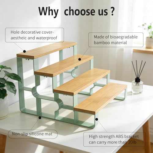 Countertop Perfume Organizer, Cologne Stand for Perfume Bottles, 4-Tier | Practical Water-resistant Bamboo Bathroom Makeup Essentials, Space Saving, Wipe Clean, Simple Assembly,Mengbu(W=14.2”) - size: 4 Tier